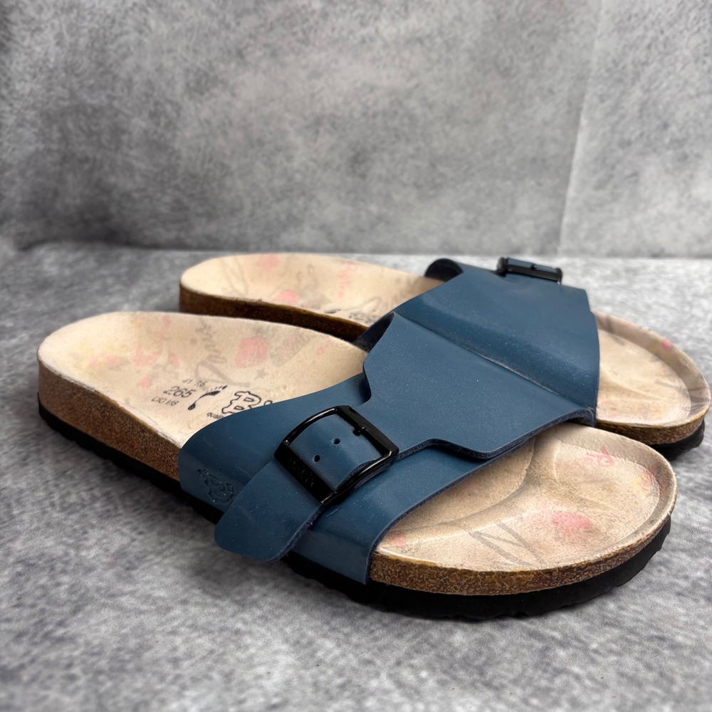 Birki's by Birkenstock Catalina Slide Single Strap Sandals in Caribbean Blue